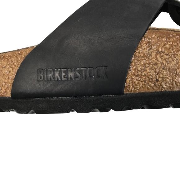 BIRKENSTOCK Gizeh Oiled Leather Sandal Women 10 Black Twist Comfort Resort NWT - Picture 6 of 14